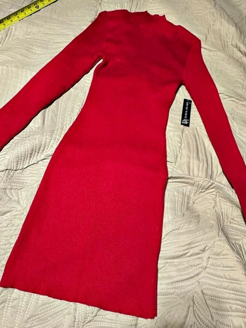 Derek Heart Fashion Ribbed Midi Sweater Dress Size Large New Without Tags - Red.